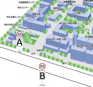 島根大学前バス停位置